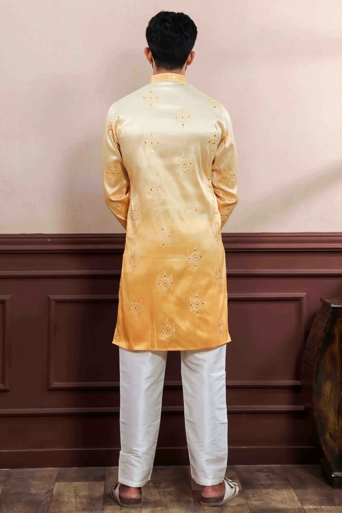 Yellow Colour Embroidery Art Silk Kurta Pajama VSKP1113414