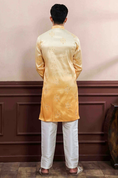 Yellow Colour Embroidery Art Silk Kurta Pajama VSKP1113414