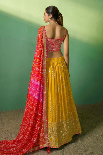 Yellow Colour Embroidery Georgette Lehenga Choli VSLD1080787