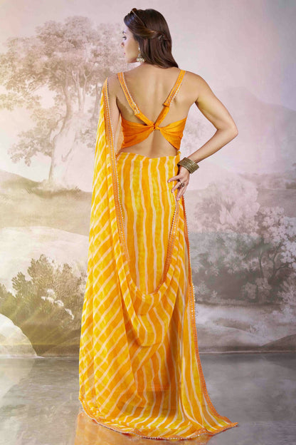 Yellow Colour Georgette Printed Saree VSSD1112833