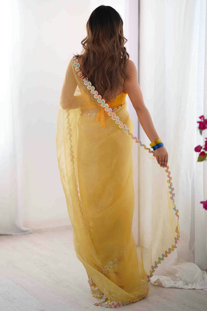 Yellow Colour Jimmy Choo Desginer Saree VSSD1113849