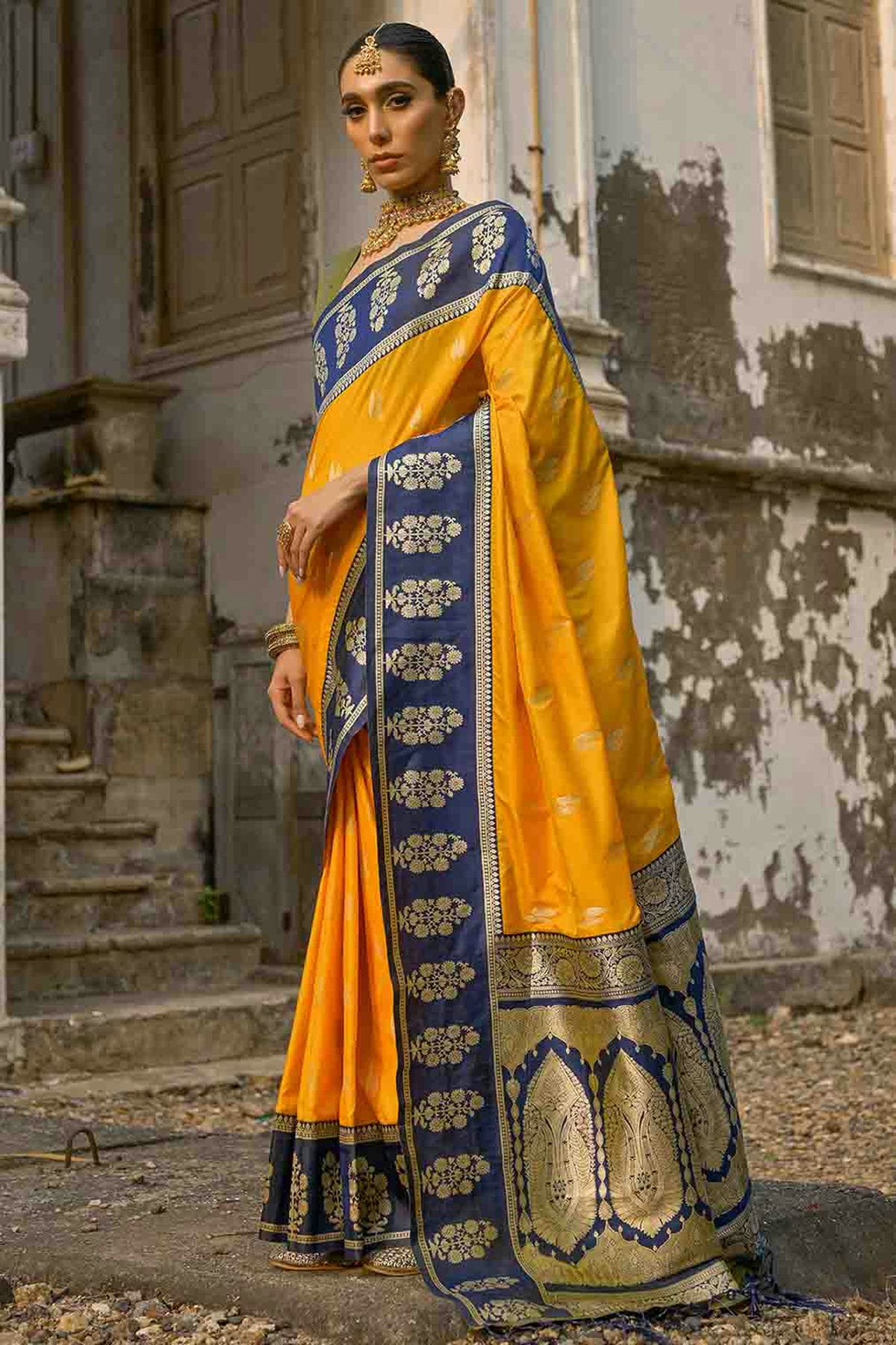 Yellow Colour Kanchi Silk Traditional Saree