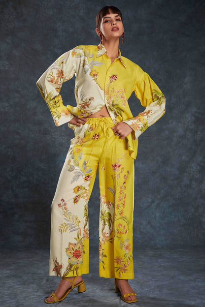 Yellow Colour Linen Co-Ord Set VSTP1080946
