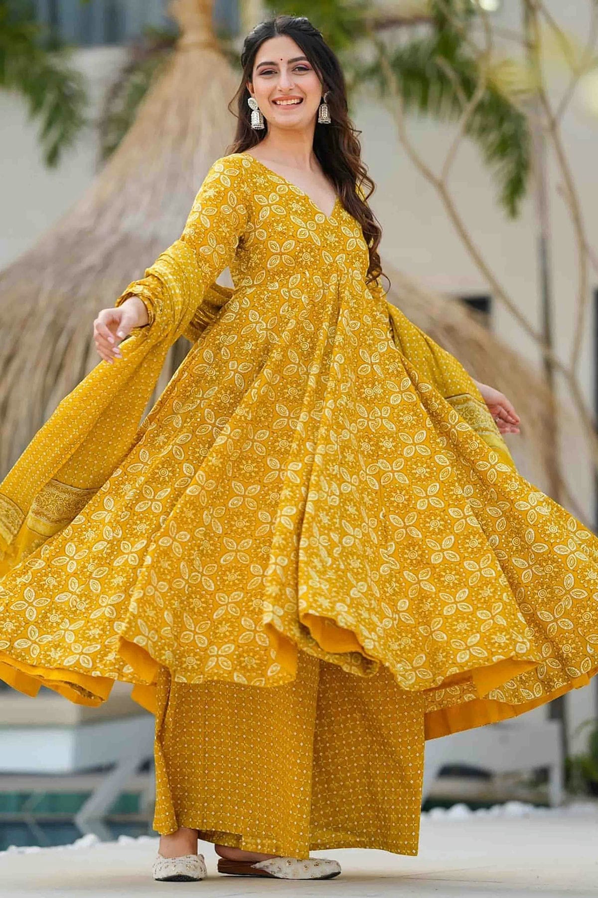 Yellow Colour Muslin Stitched Suit VSSS1113317