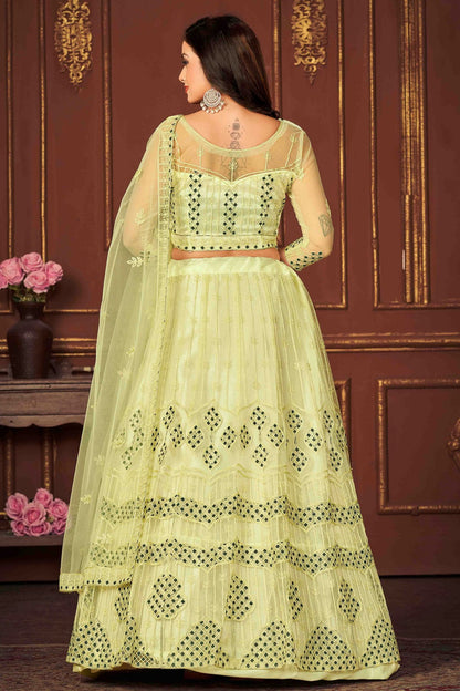 Yellow Colour Net Semi Stitched Lehenga Choli VSLC1170066