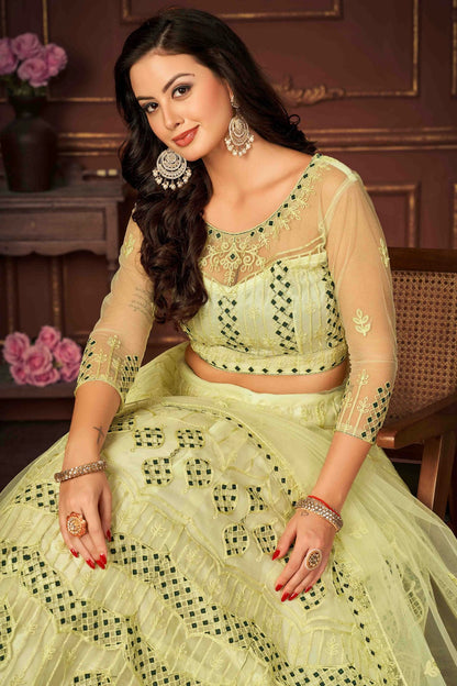 Yellow Colour Net Semi Stitched Lehenga Choli VSLC1170066