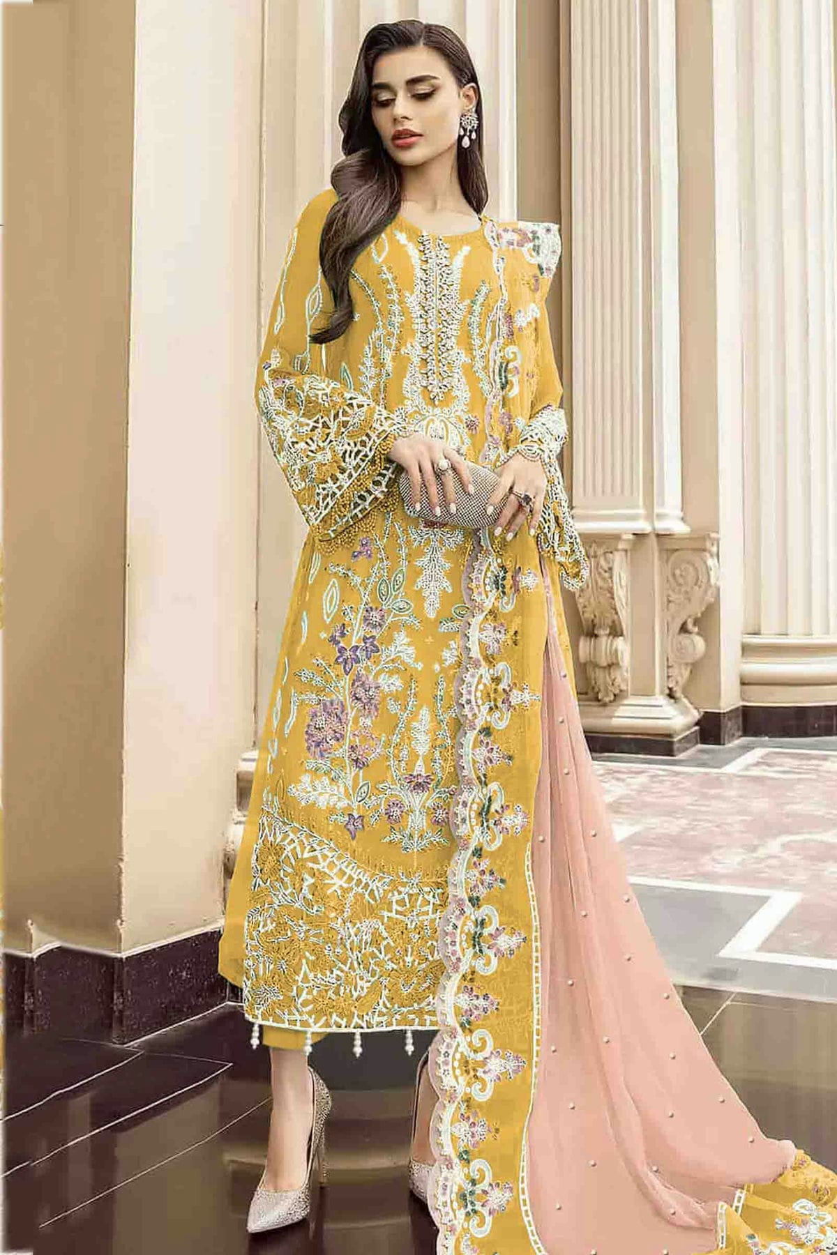 Yellow Colour Organza Pakistani Suit VSSM1140822