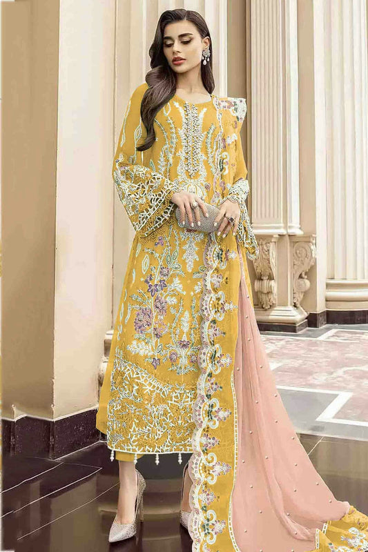 Yellow Colour Organza Pakistani Suit VSSM1140822
