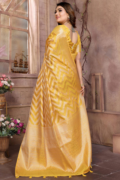 Yellow Colour Organza Saree