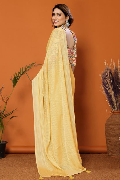 Yellow Colour Polyester Printed Saree VSSD1180110