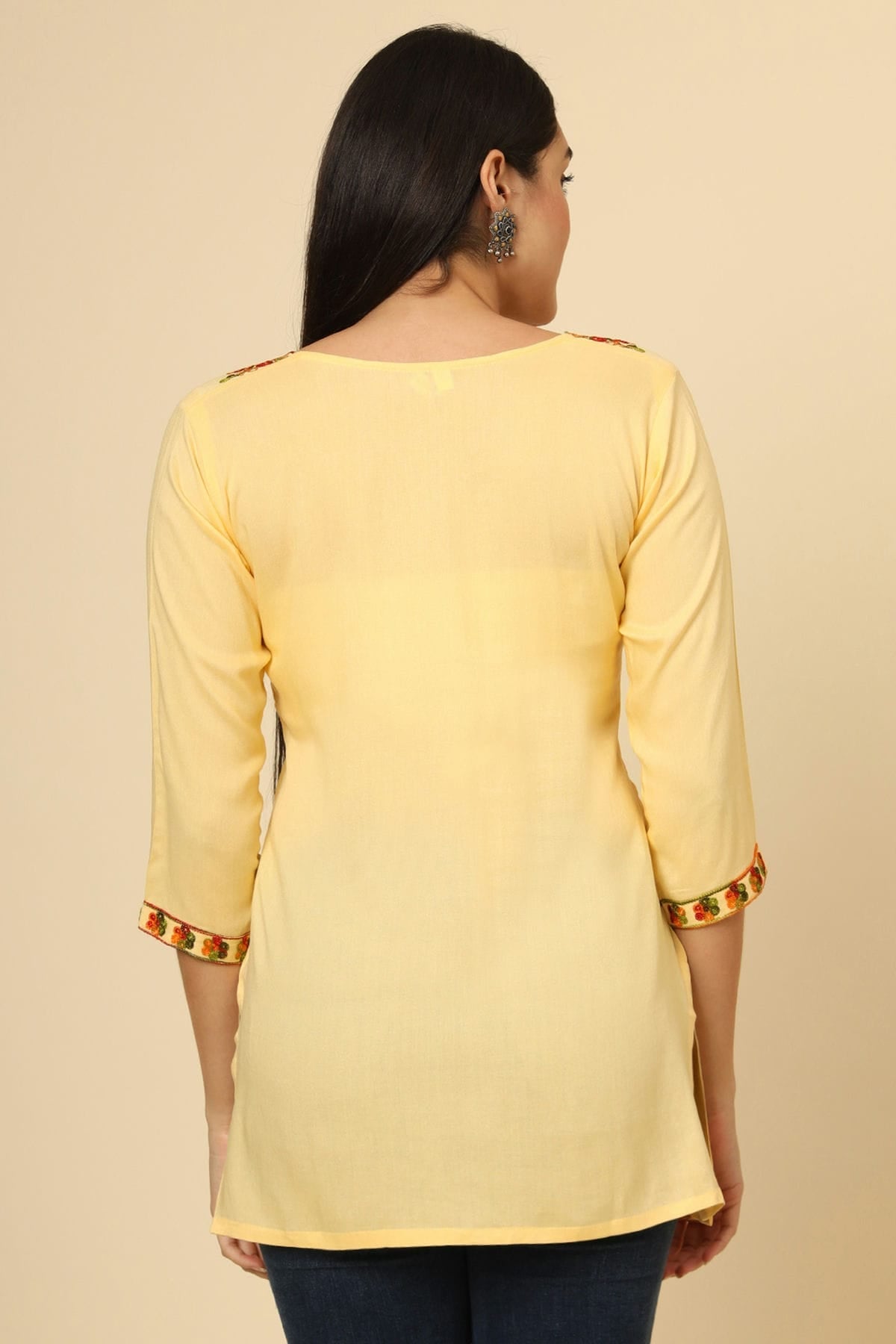 Yellow Colour Rayon Readymade Top VSTP1110851