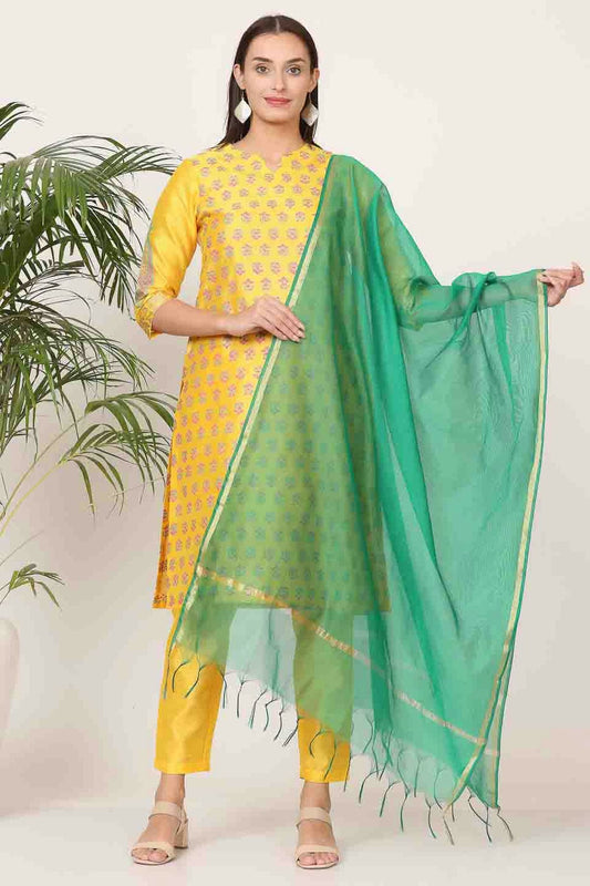 Yellow Colour Silk Stitched Suit VSSS1112910
