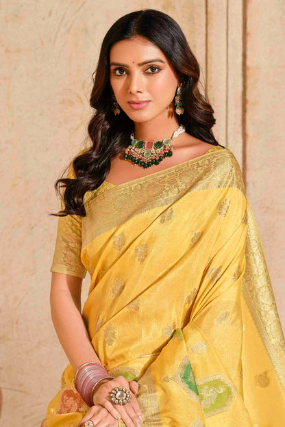 Yellow Colour Silk Zari Work Traditional Saree VSSD1113574