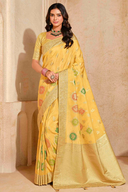 Yellow Colour Silk Zari Work Traditional Saree VSSD1113574