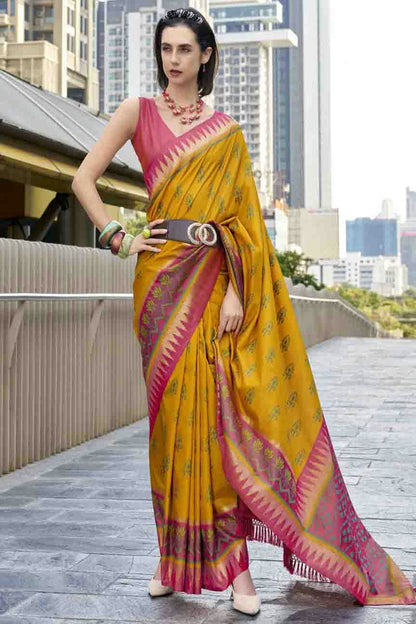 Yellow Colour Soft Silk Printed Traditional Sarees VSSD1113722