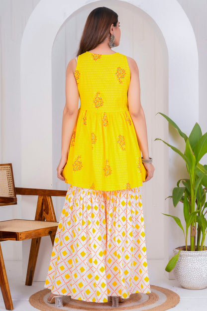 Yellow Colour Stitched Rayon Top and Bottom VSTP1112414