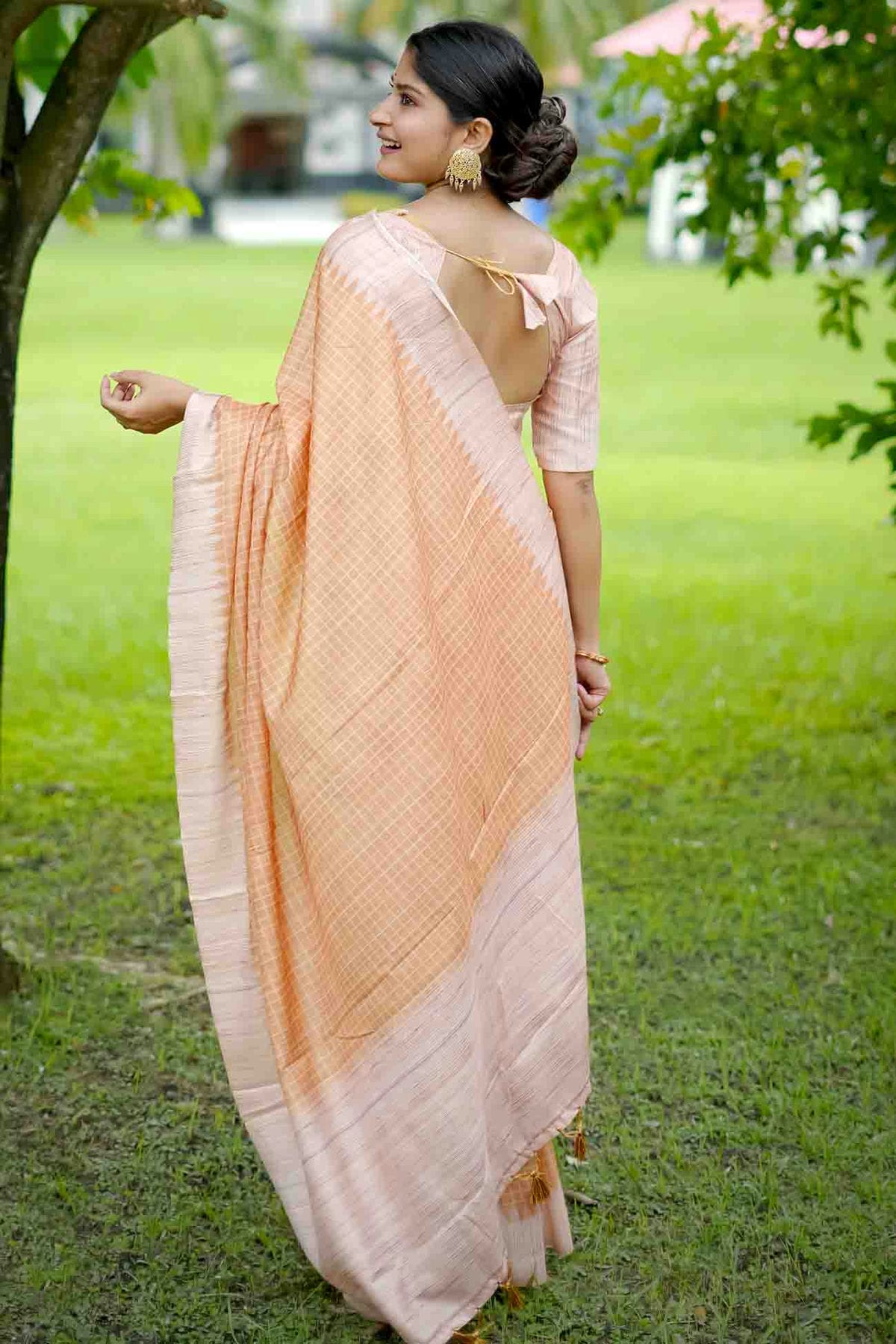 Yellow Colour Tussar Silk Traditional Saree