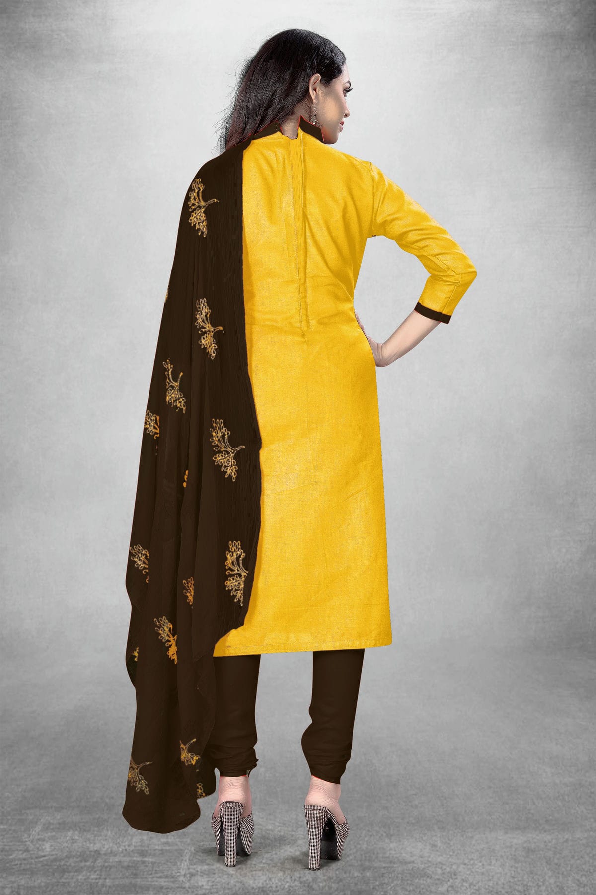 Yellow Colour Unstitched Slub Cotton Churidar Suit VSUS1160750