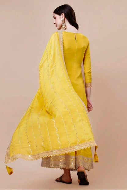 Yellow Colour Viscose Chinon Sharara Suit VSSM1110726