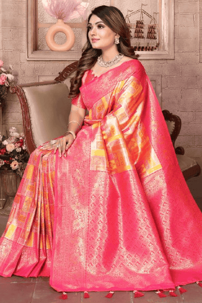 Yellow Colour Woven Work Banarasi Chaturi Silk Traditional Saree