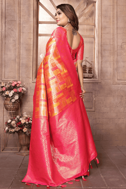 Yellow Colour Woven Work Banarasi Chaturi Silk Traditional Saree