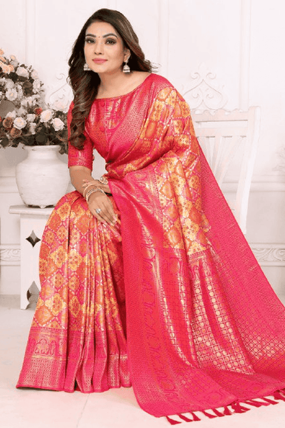 Yellow Colour Woven Work Banarasi Silk Traditional Saree