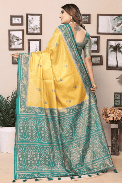 Yellow Colour Woven Work Pure Banarasi Tissue Silk Traditional Saree