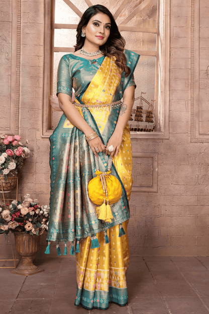 Yellow Colour Woven Work Pure Banarasi Tissue Silk Traditional Saree