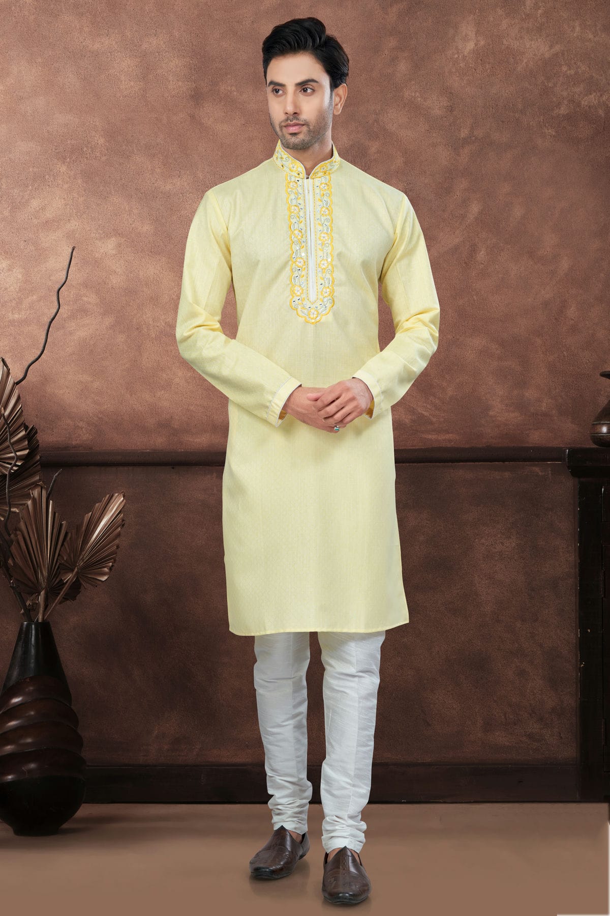 Yellow Cotton Kurta Pajama