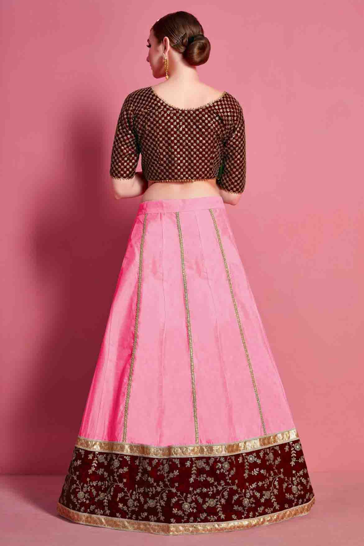 Baby Pink Colour Art Silk Embroidery Lehenga Choli VSLC1080504
