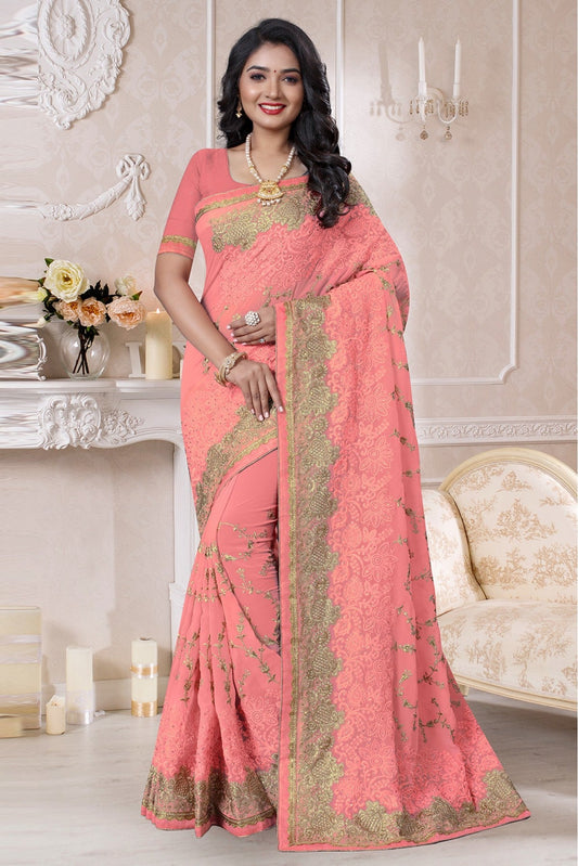 Baby Pink Colour Georgette Designer Saree VSSD1090131