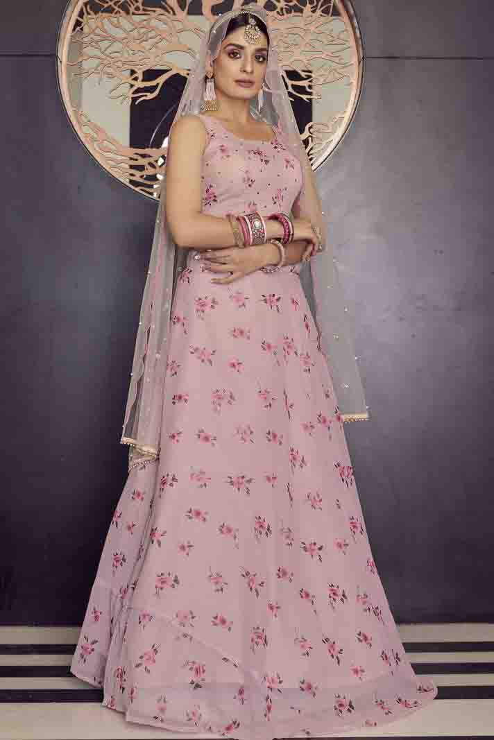 Baby Pink Colour Georgette Printed Lehenga Choli VSLC1080600