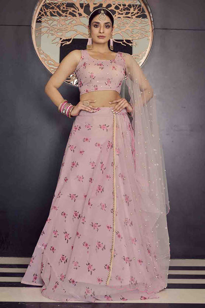 Baby Pink Colour Georgette Printed Lehenga Choli VSLC1080600