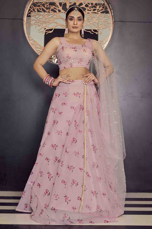 Baby Pink Colour Georgette Printed Lehenga Choli VSLC1080600