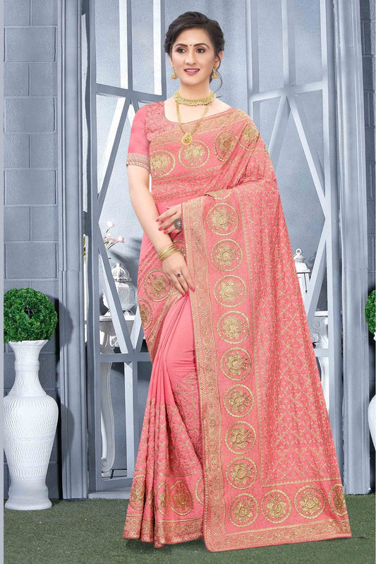 Baby Pink Colour Vichitra Silk Designer Saree VSSD1090171