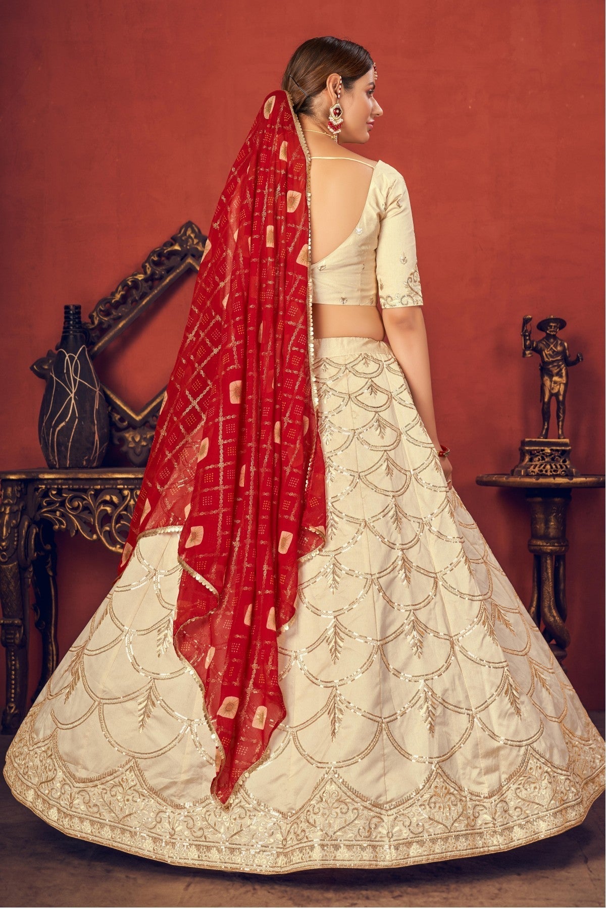 Beige Colour Art Silk Embroidery Lehenga Choli VSLC1150066