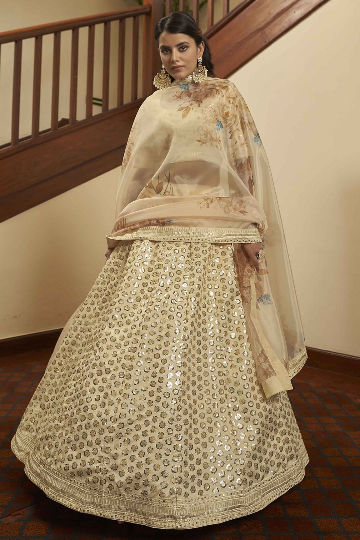 Beige Colour Art Silk Embroidery Lehenga Choli VSLC1150090