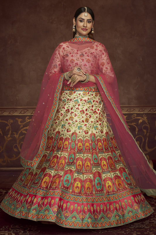 Beige Colour Art Silk Printed Lehenga Choli VSLC1150114