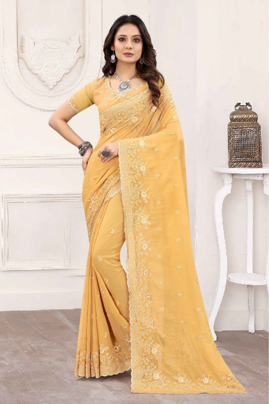 Beige Colour Georgette Designer Saree VSSD1120855
