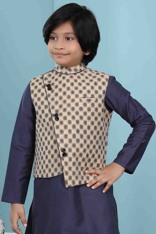 Beige Colour Handloom Silk Jacket VSBW1070145