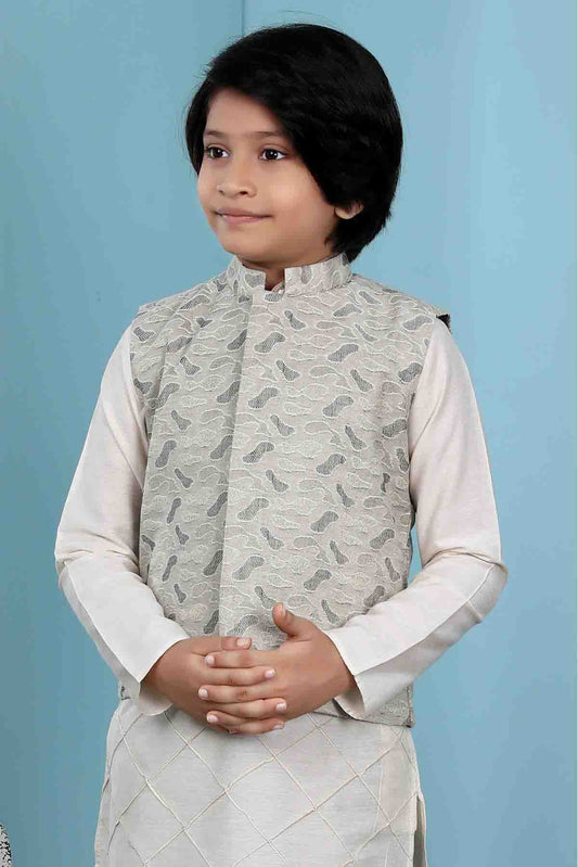 Beige Colour Jacquard Jacket VSBW1070148