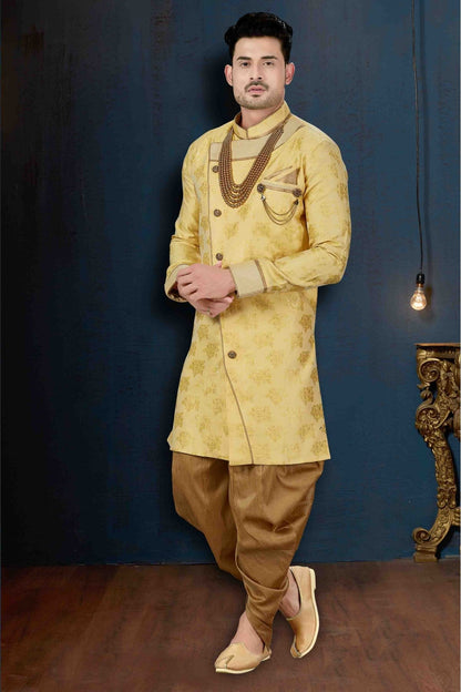 Beige Colour Jacquard Party Wear Dhoti Sherwani VSSH1040208