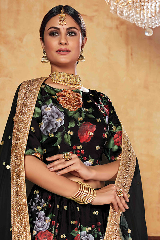 Black Colour Art Silk Designer Lehenga Choli VSLC1240038