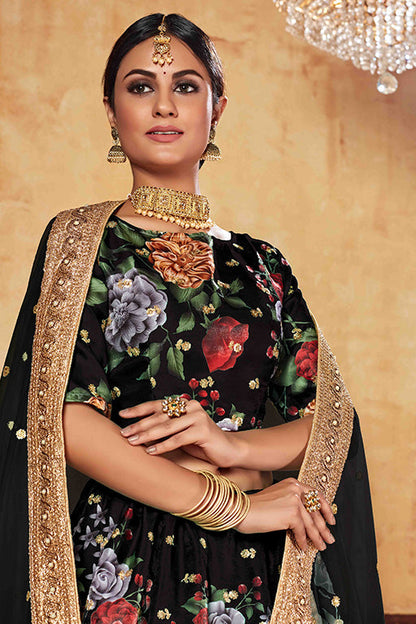 Black Colour Art Silk Designer Lehenga Choli VSLC1240038