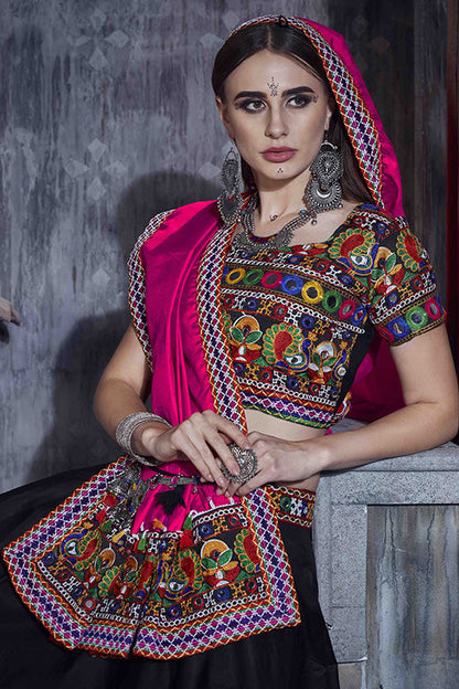 Black Colour Art Silk Navratri Lehenga Choli VSLC1240058