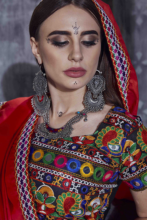 Black Colour Art Silk Navratri Lehenga Choli VSLC1240060