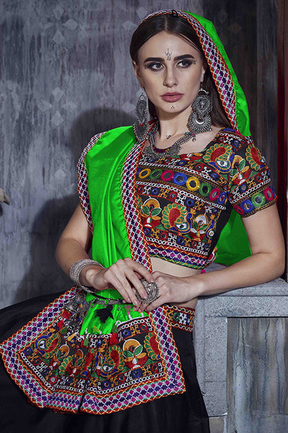 Black Colour Art Silk Navratri Lehenga Choli VSLC1240061