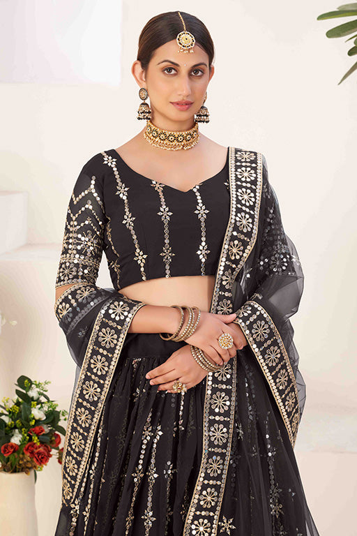 Black Colour Georgette Designer Lehenga Choli VSLC1240026
