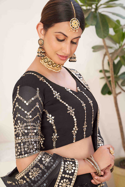 Black Colour Georgette Designer Lehenga Choli VSLC1240026