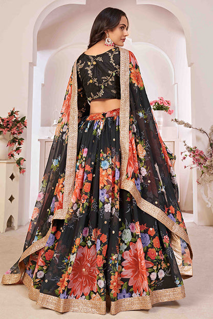 Black Colour Georgette Designer Lehenga Choli VSLC1240048